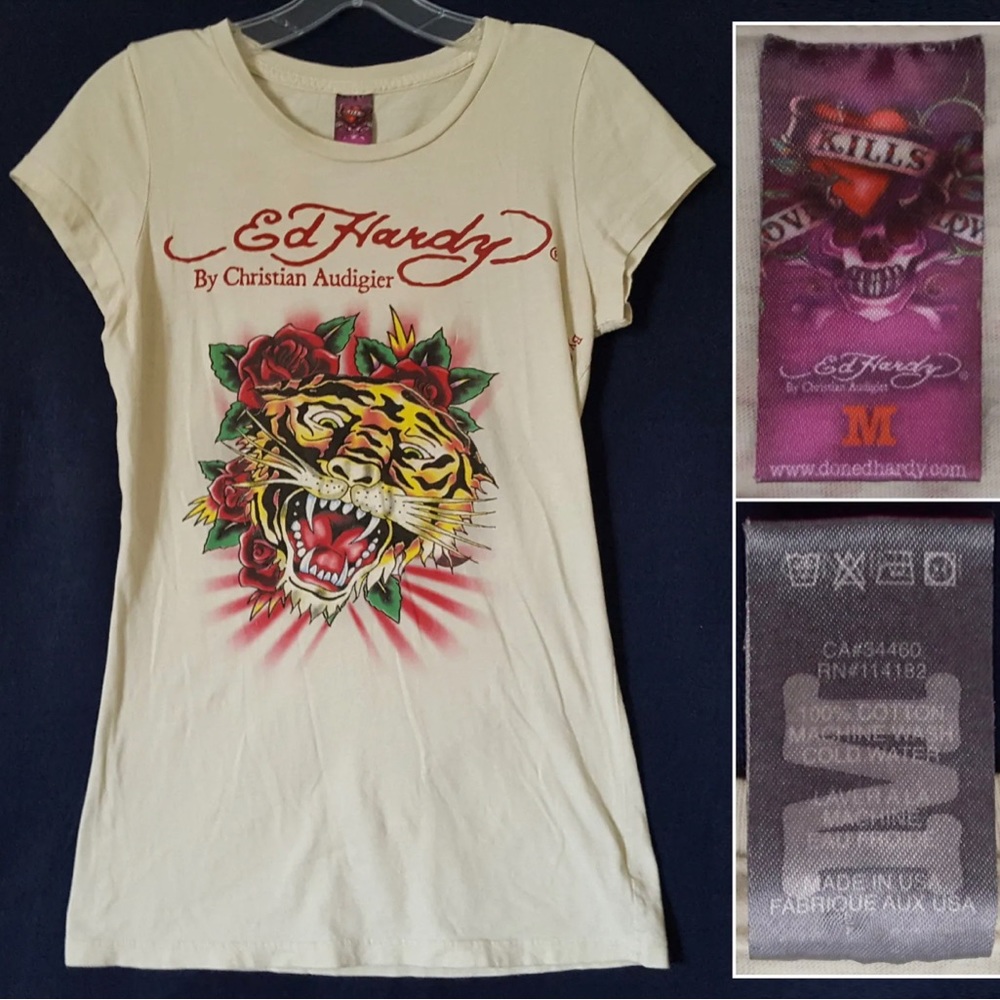 ED HARDY by Christian Audigier roaring tiger top